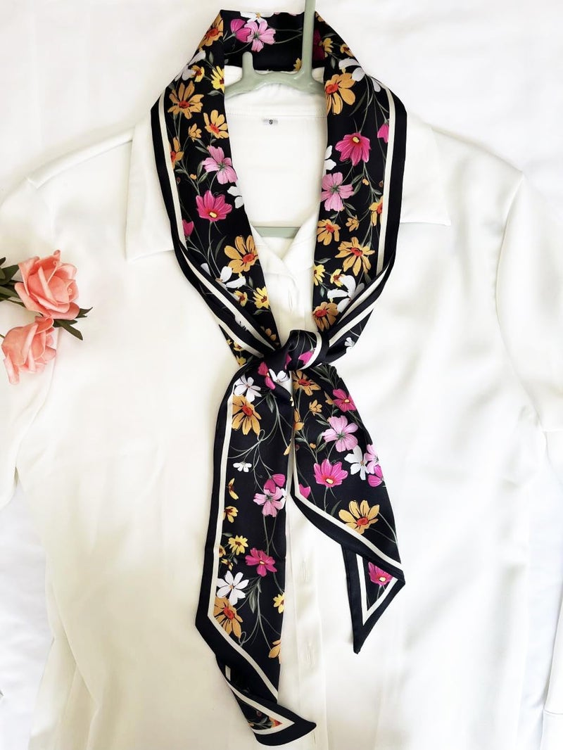 FONYVE Silk Head Scarf for Hair Fashion Headwrap for Women Lightweight Neck Tie - Image 4